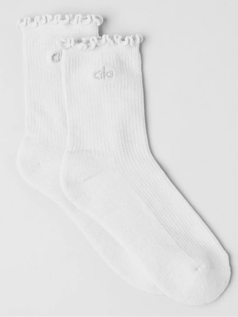NWOT ALO Yoga Women's Lettuce Edge Crew Socks With Ruffled Trim - Small/Medium